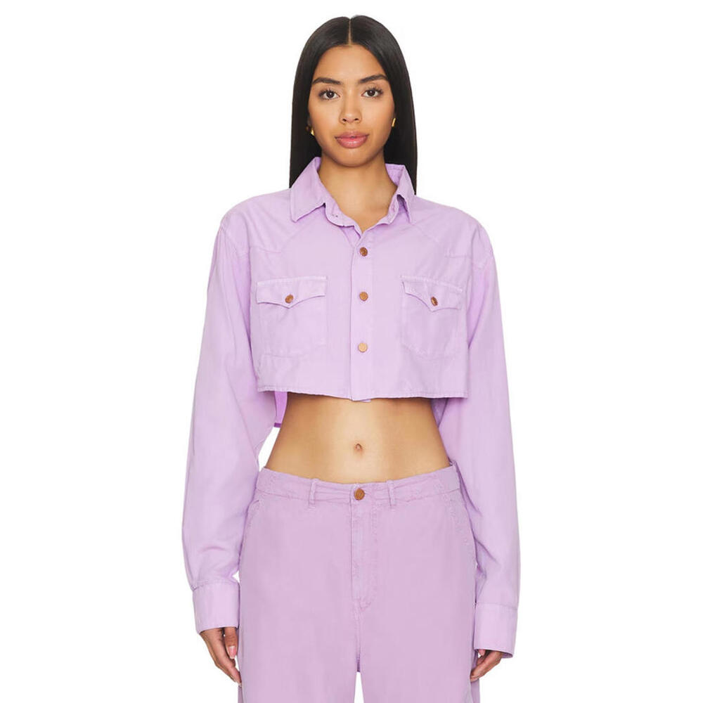 Revolve 3x1 Stefy Crop Jacket  Lilac button up made in Italy size M NWT $370msrp